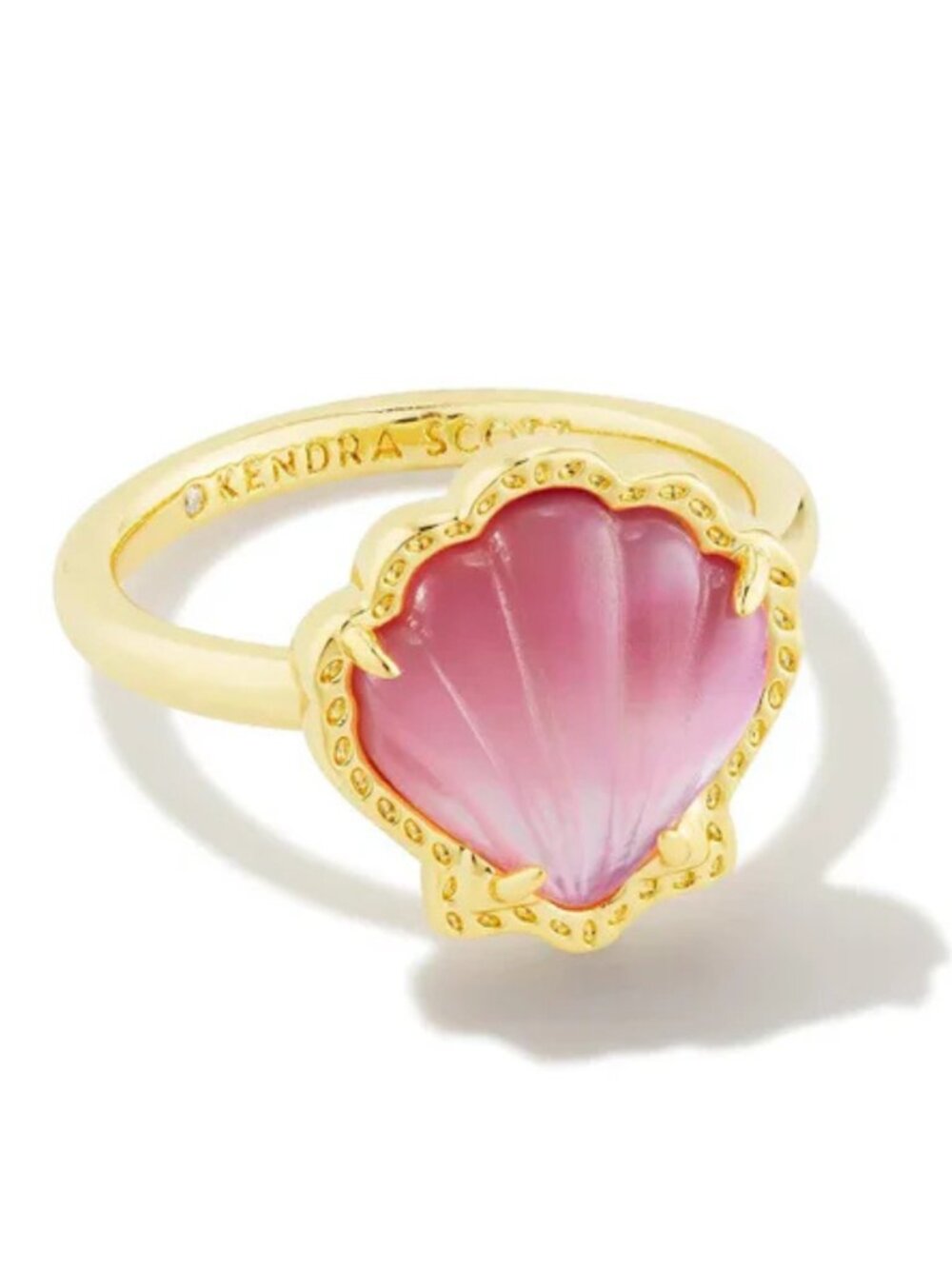 KENDRA SCOTT Brynne Gold Shell Band Ring in Blush Ivory